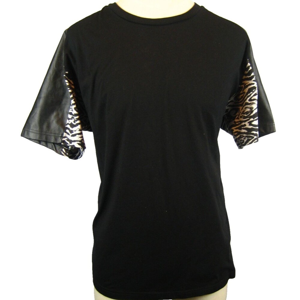 Womens Waimea Sublimated Pattern Sleeves Black T-Shirt Fashion Top sz XL